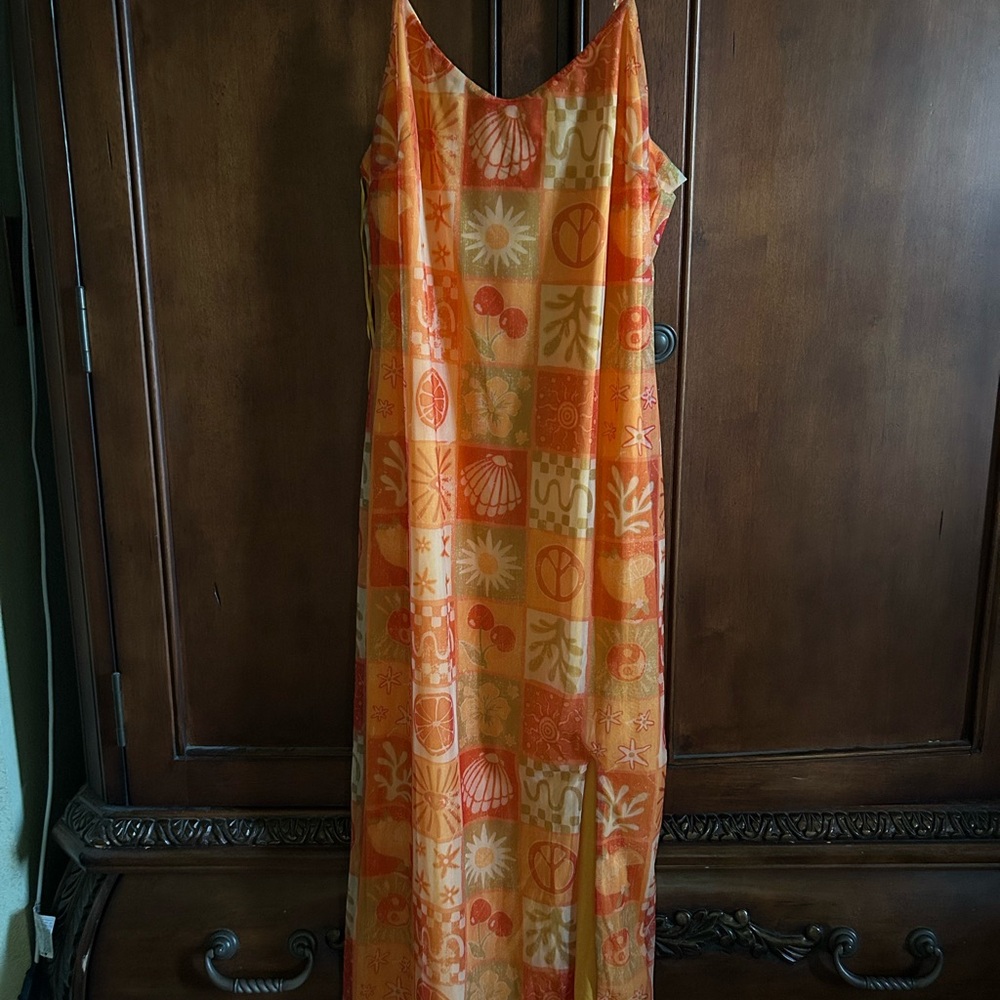 Orange Patterned Maxi Dress